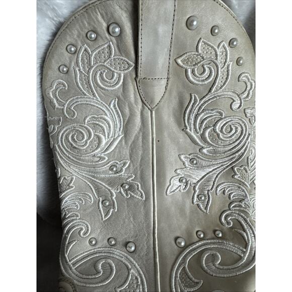 Shyanne Denisse Leather Western Boot Embroidery Snip Toe Cream 10B NWOB *READ* - Picture 7 of 11